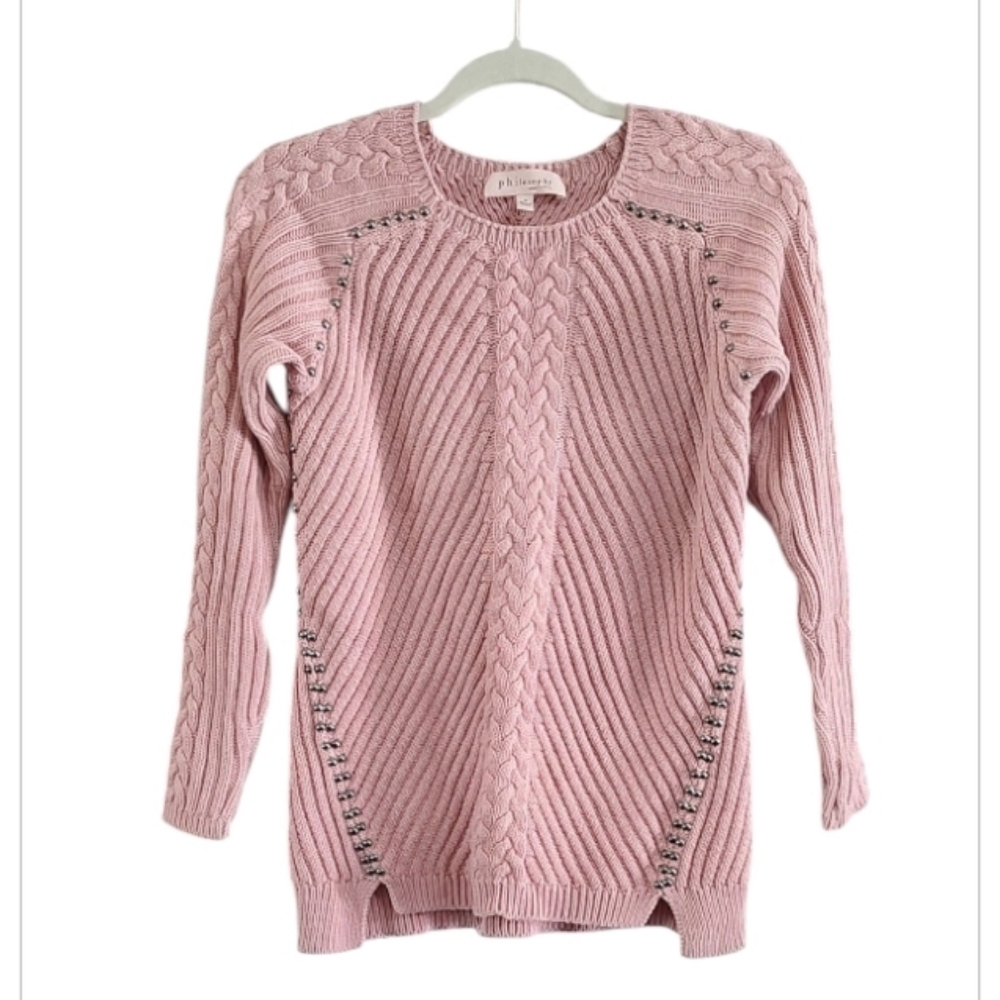 Philosophy Pink Cable Knit Sweater Size S